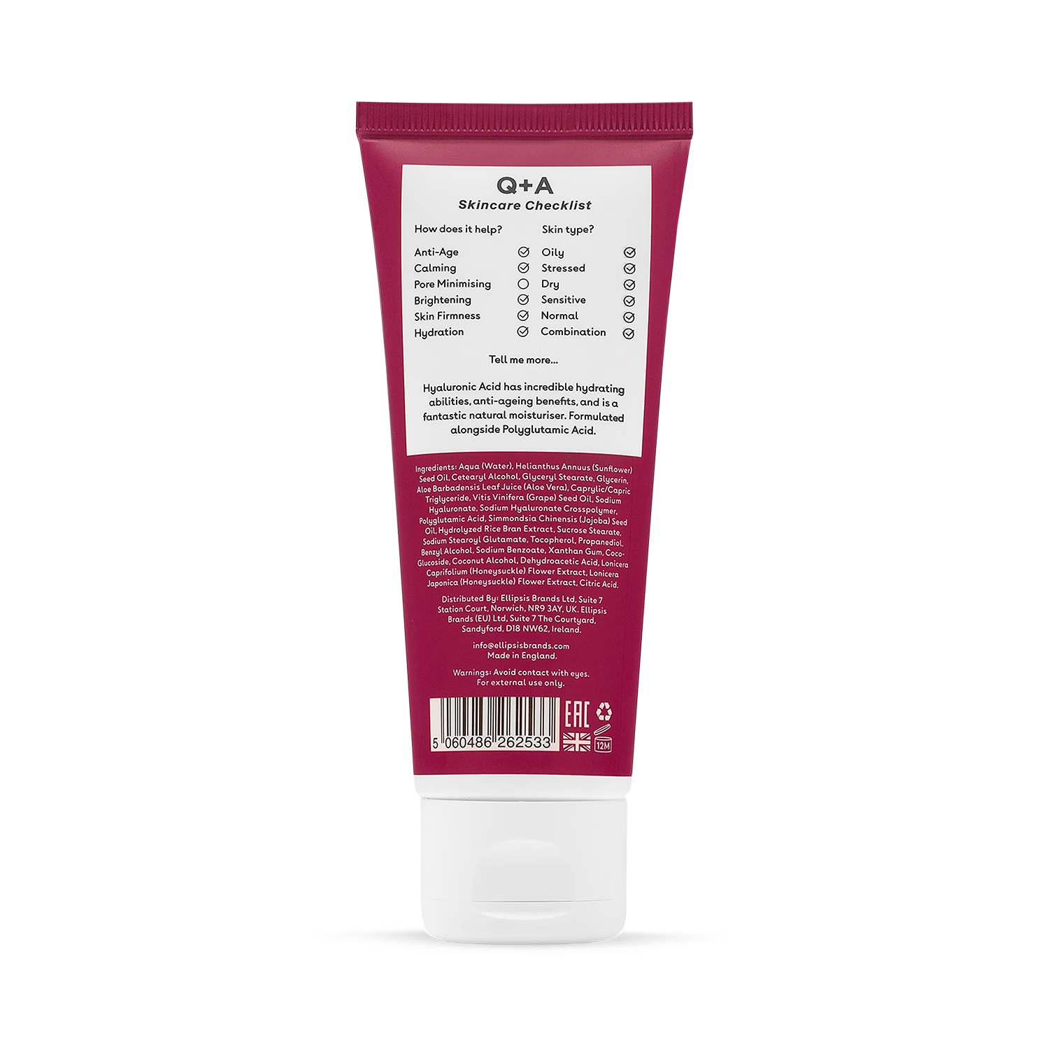 Q+A Hyaluronic Acid Daily Moisturiser 75ml (British brand)