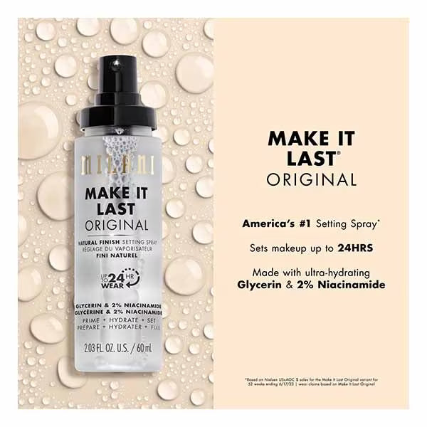 Milani Make It Last Setting Spray Natural 60ml, imported from the UK