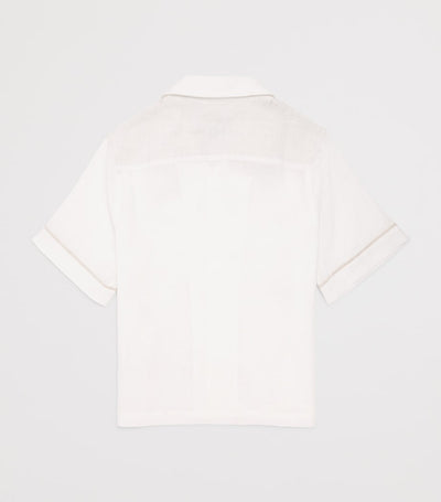 Linen Button-Up Shirt for Kids with Short Sleeves and Camp Collar, Ages 2-16 Years