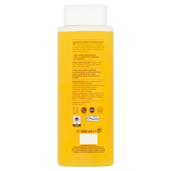 Superdrug Fruity Caramel Pistachio shower gel 500ml (British brand)