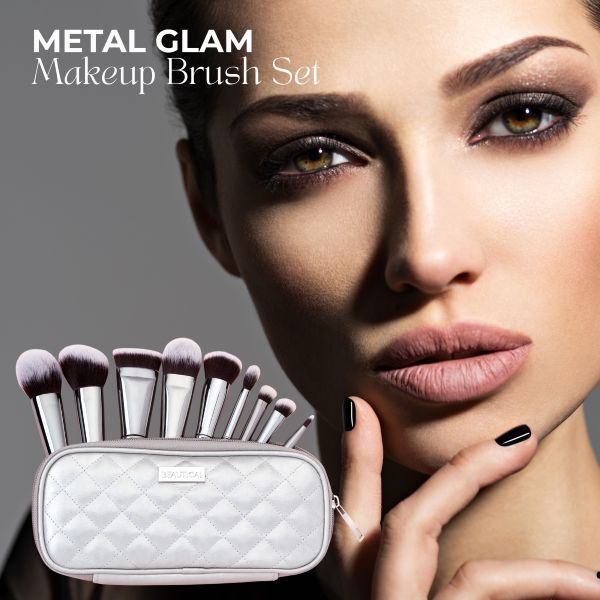 Beautical Metal Glam Brush Set 9 piece - British product