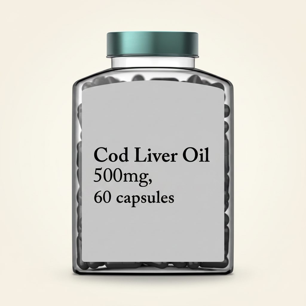 Holland & Barrett Pure Cod Liver Oil multivitamin 500mg 60 capsules, UK version