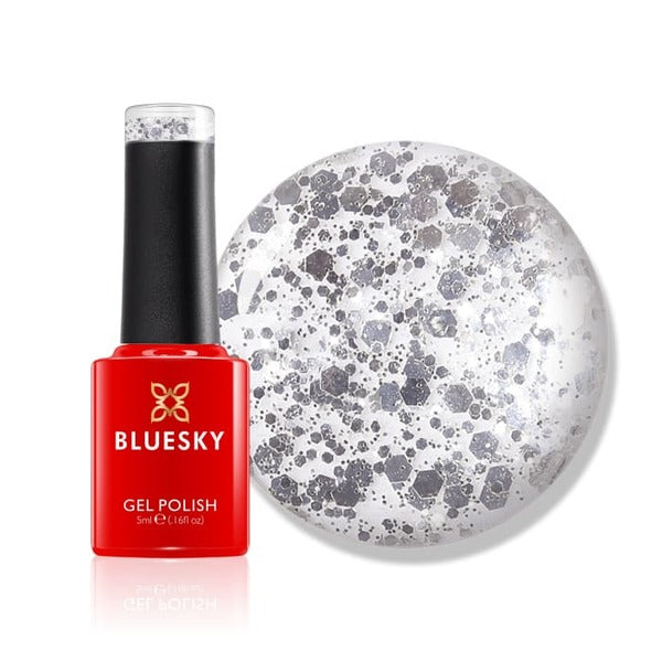 Bluesky silver flakes gel polish mini - British product