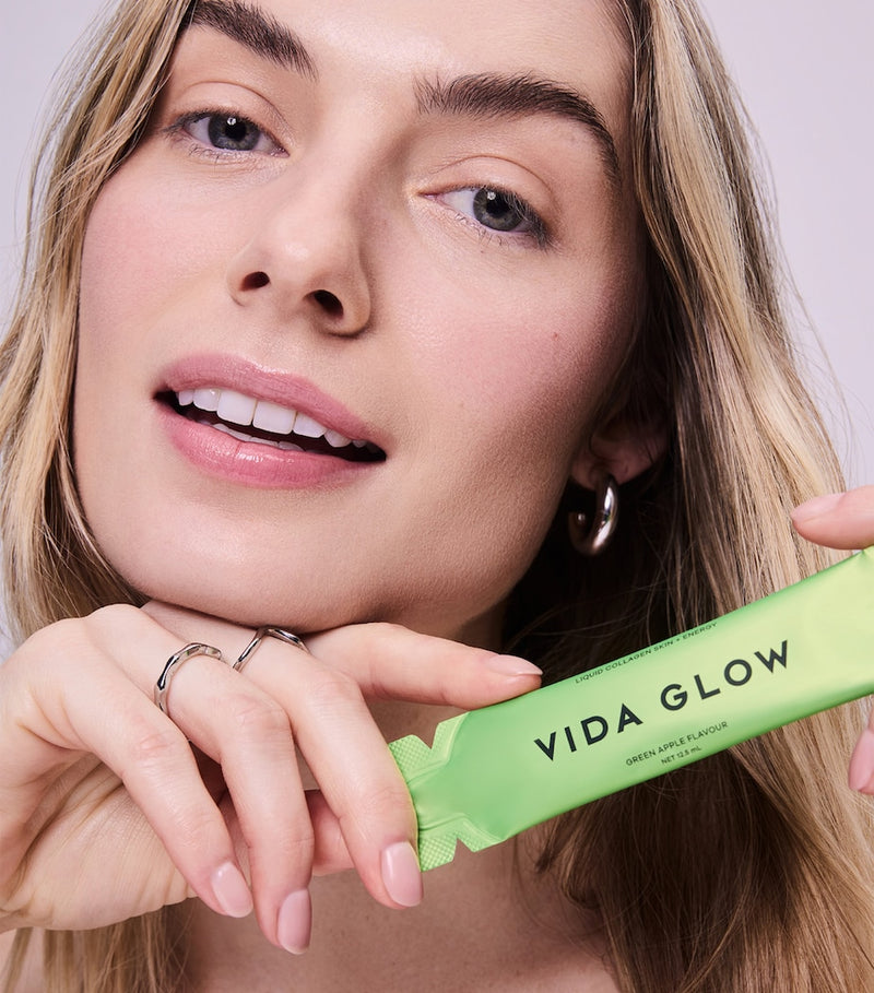 Vida Glow liquid collagen skin and energy supplement in 15 sachets of 12.4ml each (British brand)