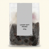 Holland & Barrett Luxury Soft Prunes 420g, imported from the UK