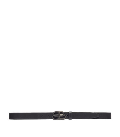 Slim Leather Belt with Burnished Hardware and Buckle Fastening