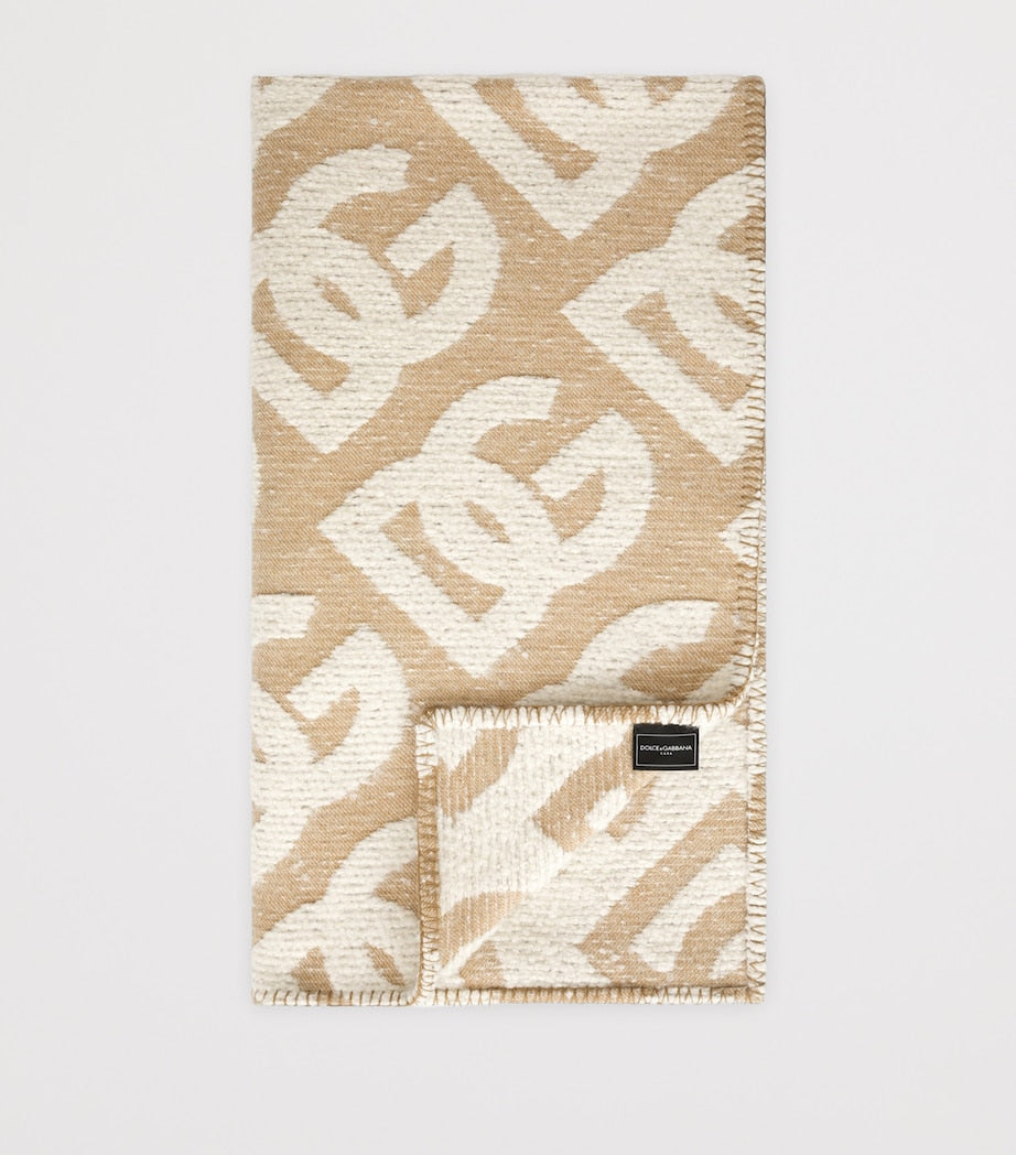 Dolce & Gabbana wool cashmere silk logo throw 140cm x 180cm - British product