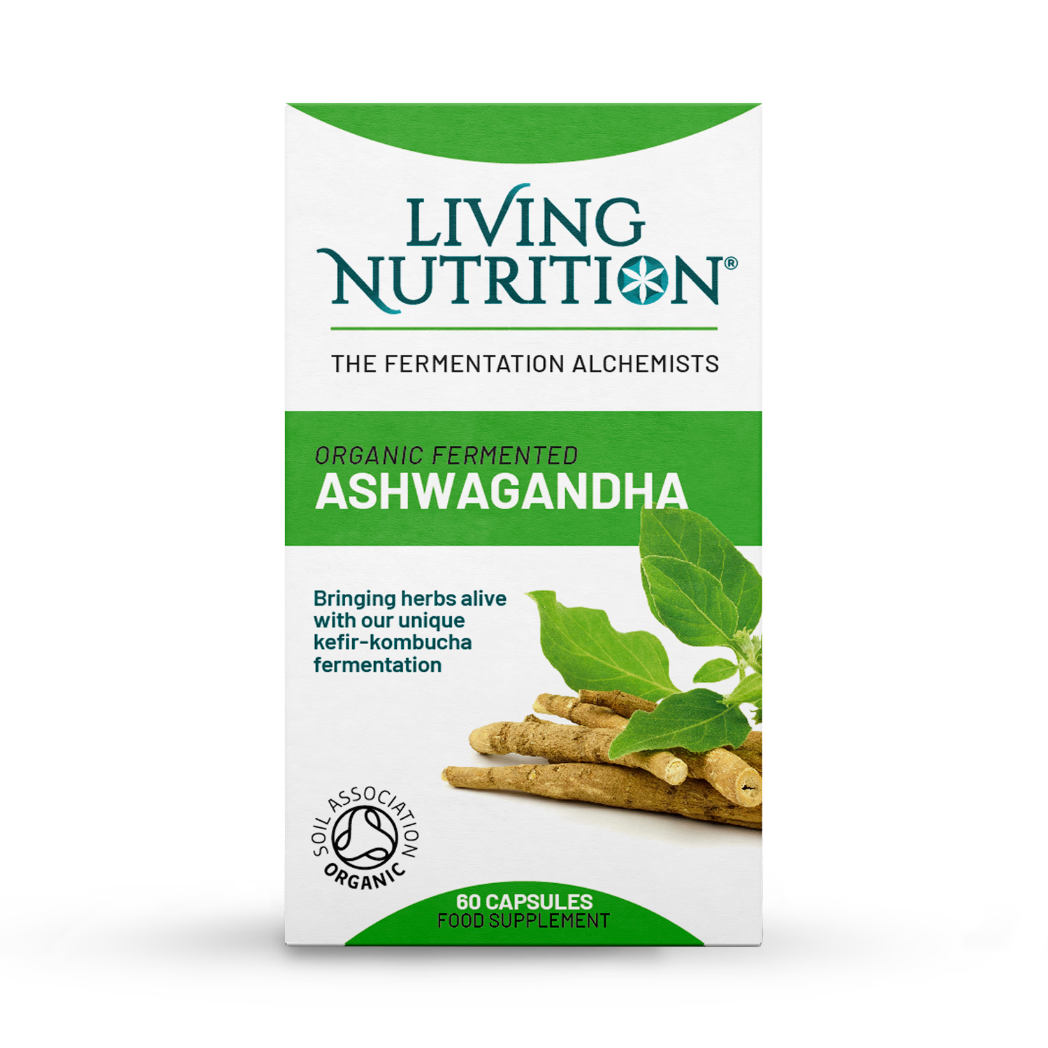 Living Nutrition Organic Fermented Ashwagandha 60 Capsules