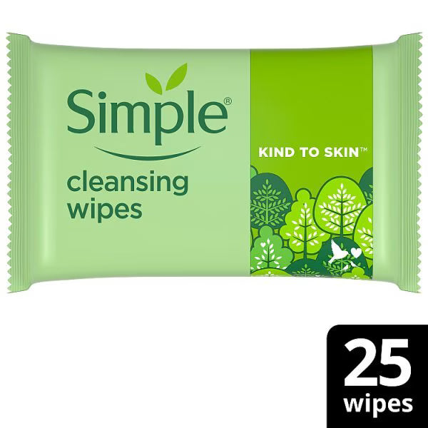 Simple biodegradable cleansing wipes 25 wipes (British brand)