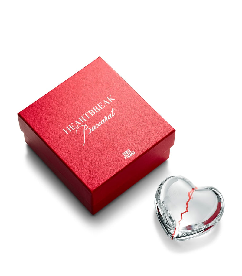 Baccarat heartbreak heart crystal decoration with silver heart, approx. 4cm x 7.5cm x 7.5cm - British product