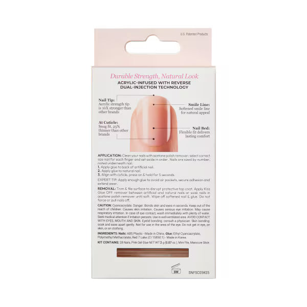 KISS press on nails chic beats short squoval 28 count (British brand)
