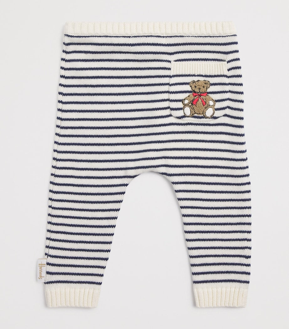 Harrods Cotton Knitted Stripe Bear Trousers (0-18 Months)