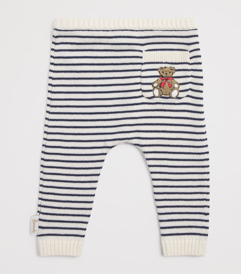 Harrods Cotton Knitted Stripe Bear Trousers (0-18 Months)