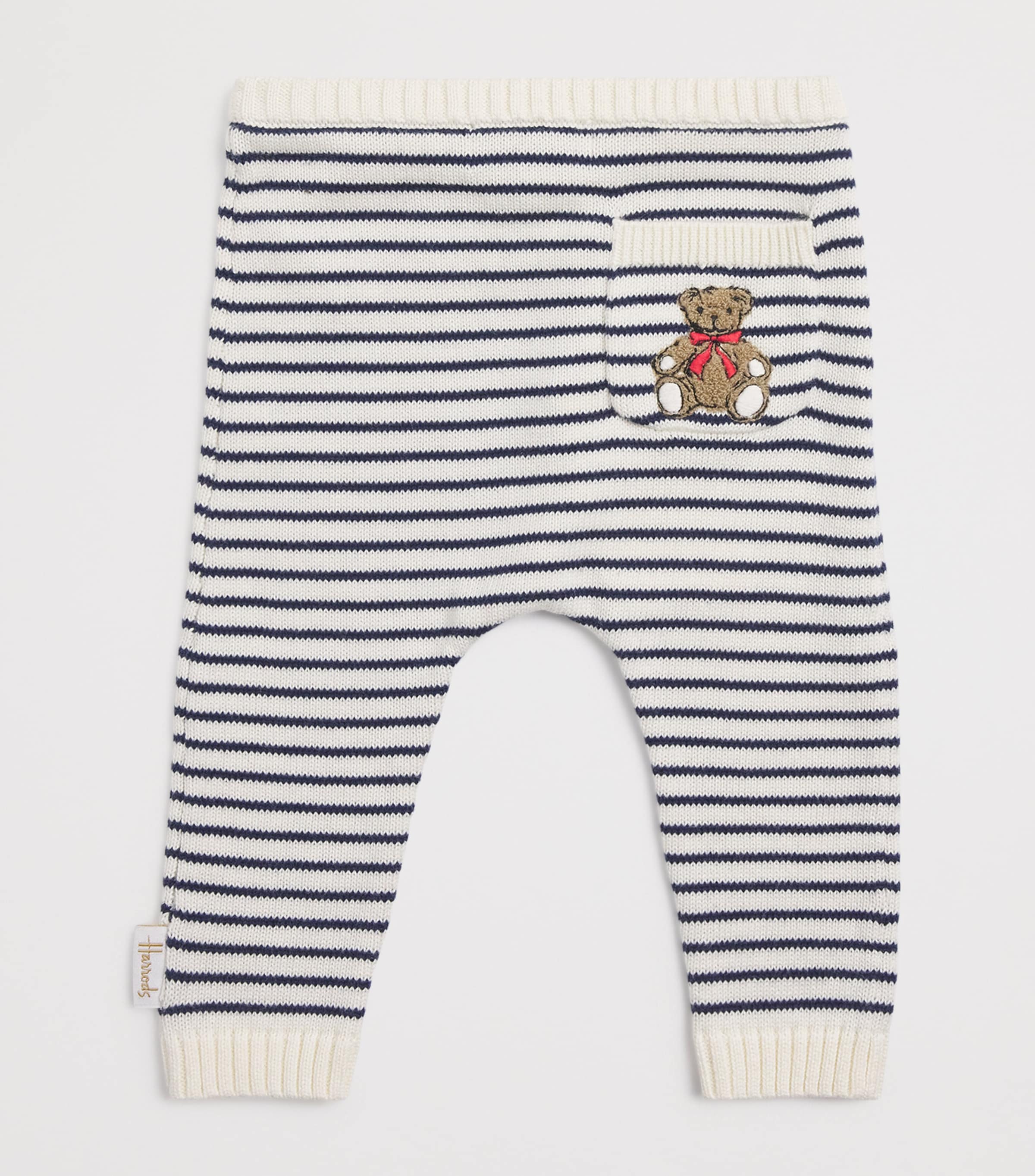Harrods Cotton Knitted Stripe Bear Trousers (0-18 Months)