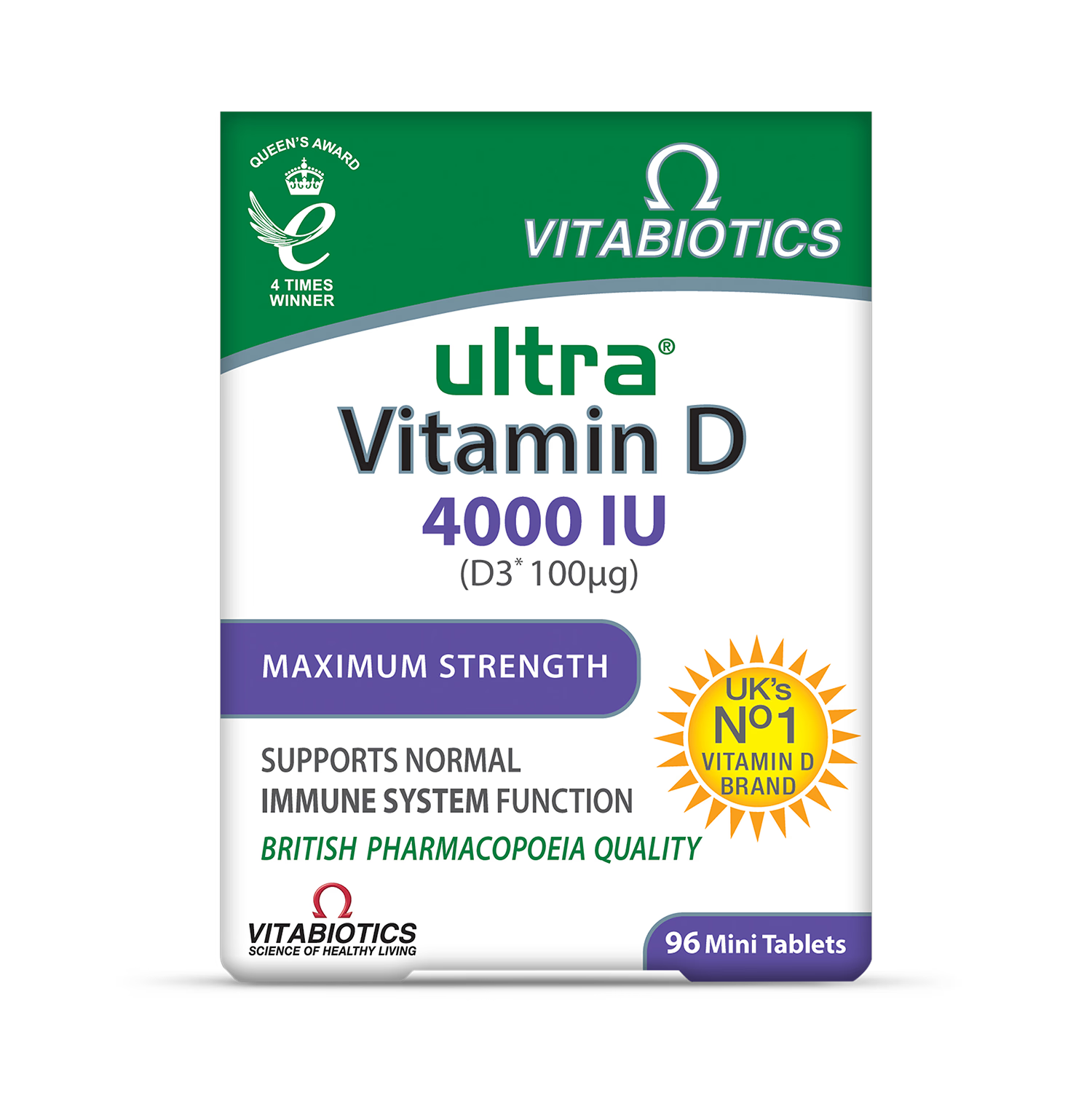 Vitabiotics Ultra Vitamin D3 4000IU 96 tablets (British brand)