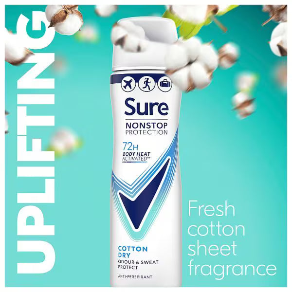 Sure Nonstop Protection Cotton Dry Anti-Perspirant Deodorant 75ml (British brand)