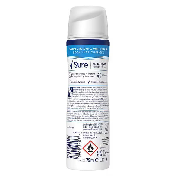 Sure Nonstop Protection Cotton Dry Anti-Perspirant Deodorant 75ml (British brand)