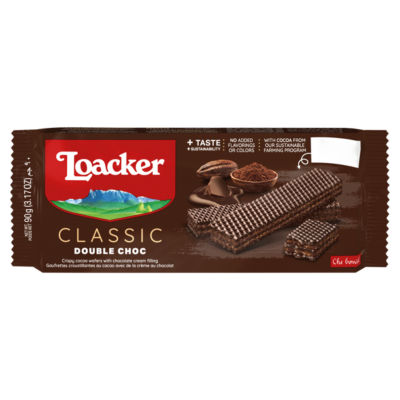 Loacker Classic Double Chocolate Wafers 90g, UK version