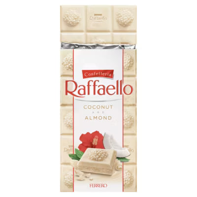 Raffaello coconut almond white chocolate bar 90g, imported from the UK