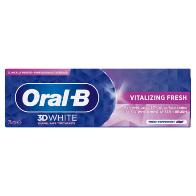 Oral-B 3D White Vitalizing Whitening Toothpaste 75ml, imported from the UK