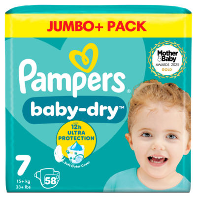 Pampers Baby-Dry Size 7 nappies 58 pack, imported from the UK
