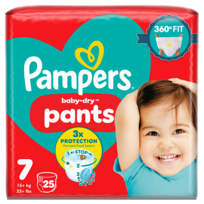 Pampers Baby-Dry Nappy Pants Size 7 25 pack imported from the UK