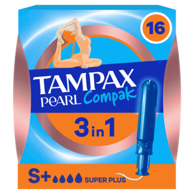 Tampax Pearl Compak Super Plus tampons 16 pack (British brand)