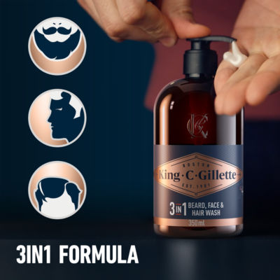 King C Gillette Beard Face Hair Wash 350ml (British brand)