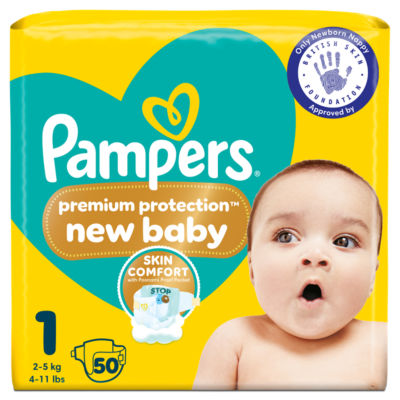 Pampers Premium Protection New Baby Nappies Size 1, 50 Count, 2kg-5kg