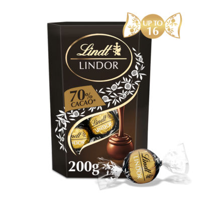 Lindt Lindor extra dark chocolate truffles 200g box, UK version