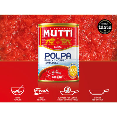 Mutti finely chopped tomatoes 4x400g, imported from the UK