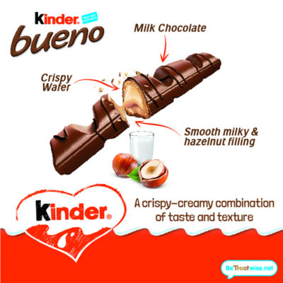 Kinder milk chocolate hazelnut twin bar 43g, UK version