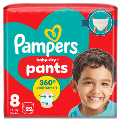 Pampers Baby-Dry nappy pants Size 8, 22 nappies, imported from the UK