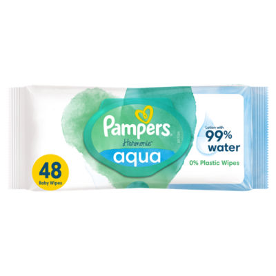 Pampers Harmonie Aqua Plastic-Free Baby Wipes 48 wipes, imported from the UK