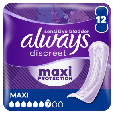 Always Maxi incontinence pads 12 pads - British product