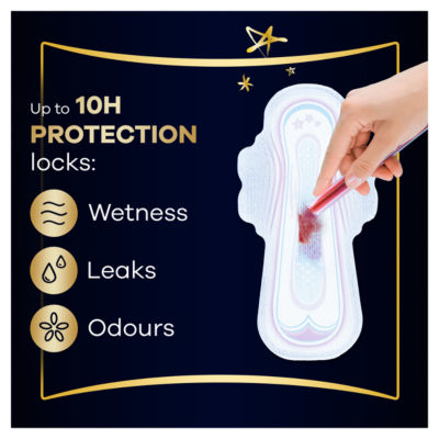 Always moderate night sanitary towels size 4 with wings, 16 pads - British product