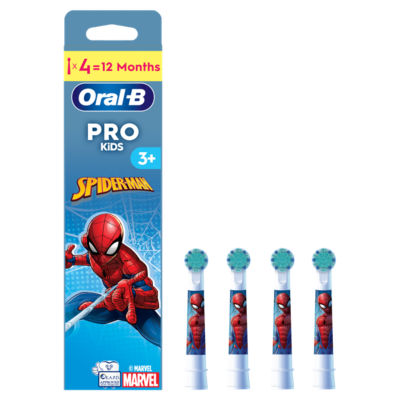Oral-B PRO Kids brush head Spiderman pack 4, imported from the UK