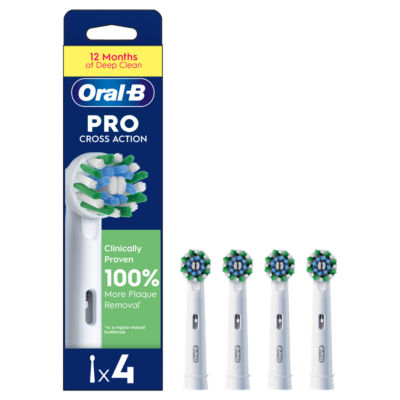 Oral-B Toothbrush Heads Cross Action 4 Counts, imported from the UK