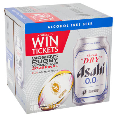 Asahi Super Dry 0.0% Alcohol Free Beer 4x330ml Cans - British product