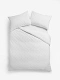 White Embossed Geometric Duvet Cover And Pillowcase Set