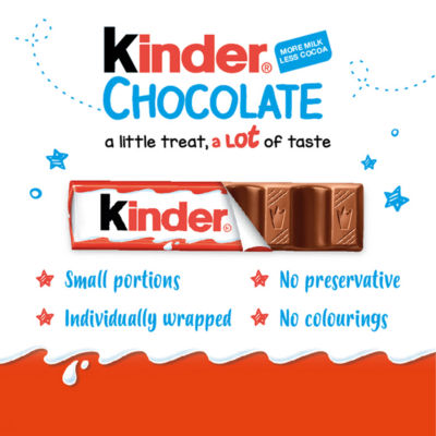 Kinder milk chocolate bars 6 x 21g, UK version
