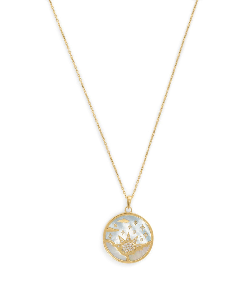 L'ATELIER NAWBAR Yellow Gold and Diamond Sunrise Pendant Necklace