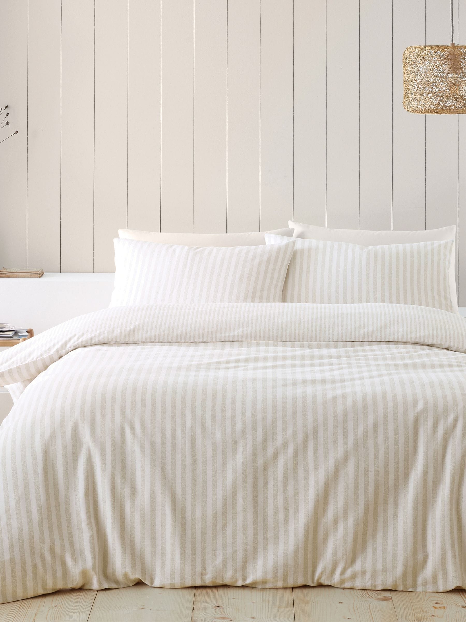 Catherine Lansfield brushed cotton stripe duvet cover set - British product