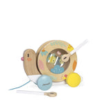 Janod Pure pull-along snail toy with xylophone and tambourine, UK version