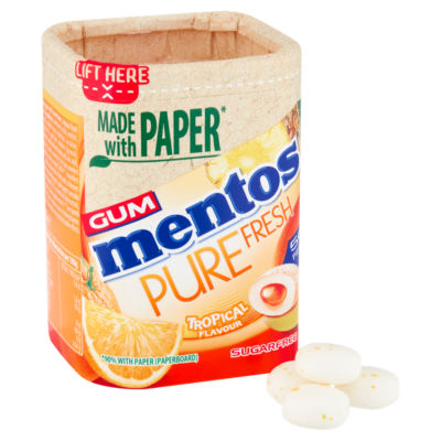 Mentos chewing gum Pure Fresh Tropical 50 pieces 100g, imported from the UK