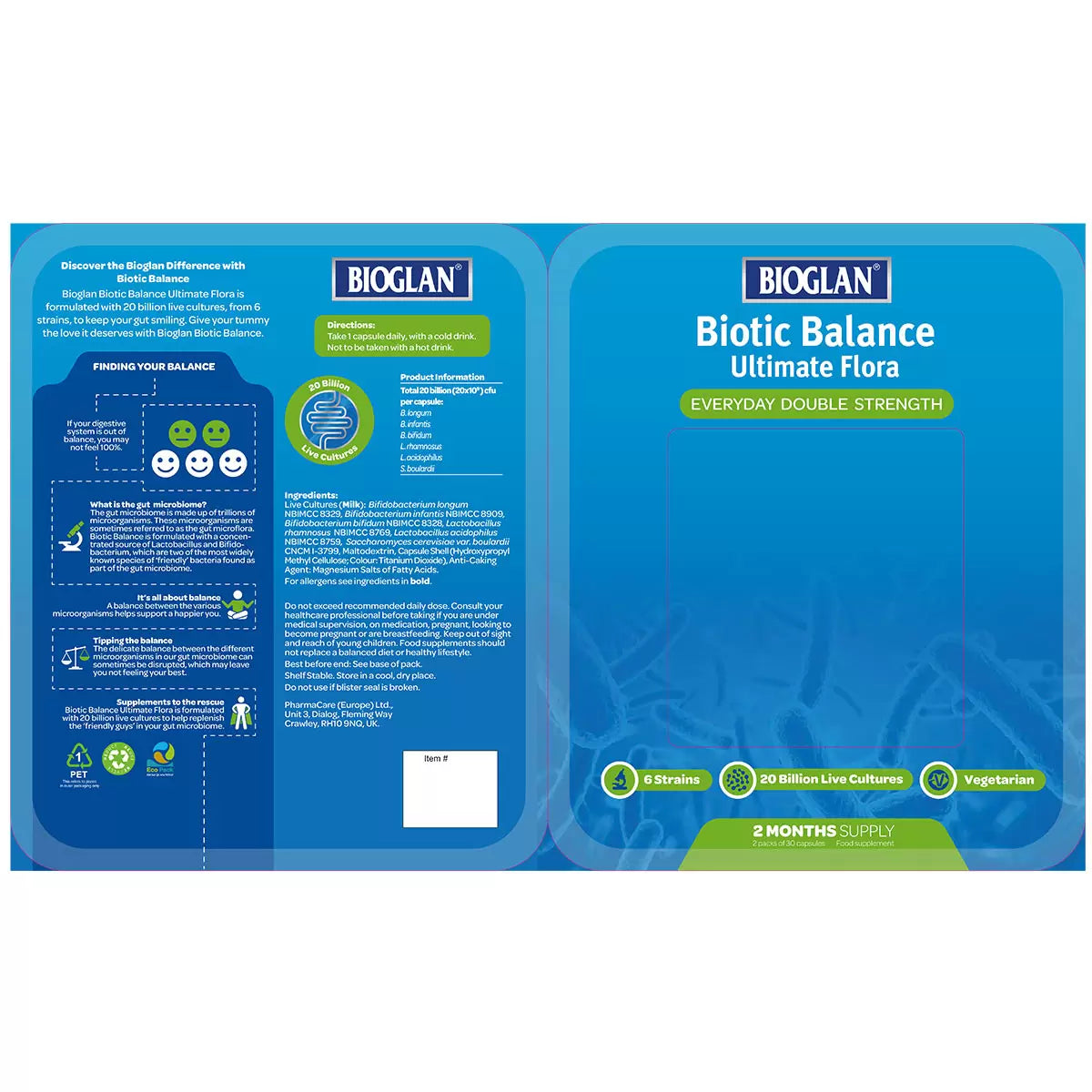 Bioglan Biotic Balance probiotic capsules 2 x 30 pack - British product