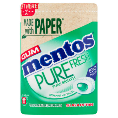 Mentos Pure Fresh Spearmint chewing gum 50 pieces 100g, imported from the UK