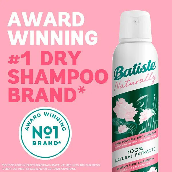 Batiste Naturally Bamboo Fibre Gardenia Dry Shampoo 200ml - British product