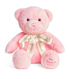 Plush Soft Toy Bear with Golden Thread Detailing and Satin Bow