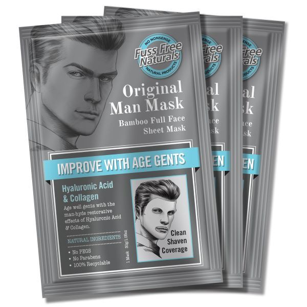 Fuss Free Naturals Mens Face Mask 3 Pack - British product